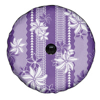 Hawaii Kakau Tribal Spare Tire Cover With Purple Tiare LT05 - Polynesian Pride