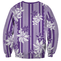 Hawaii Kakau Tribal Sweatshirt With Purple Tiare LT05 - Polynesian Pride
