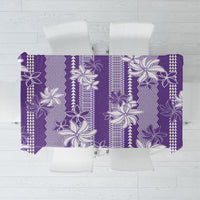 Hawaii Kakau Tribal Tablecloth With Purple Tiare LT05 Purple - Polynesian Pride