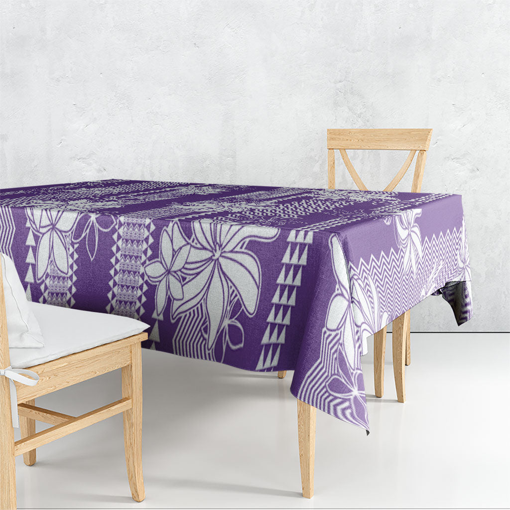 Hawaii Kakau Tribal Tablecloth With Purple Tiare LT05 - Polynesian Pride