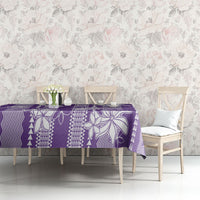 Hawaii Kakau Tribal Tablecloth With Purple Tiare LT05 - Polynesian Pride