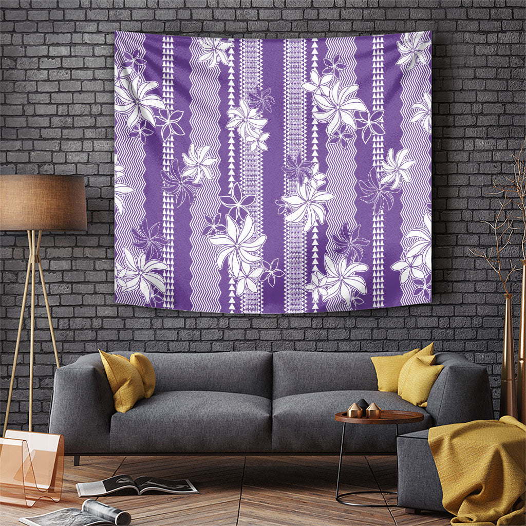 Hawaii Kakau Tribal Tapestry With Purple Tiare LT05 Purple - Polynesian Pride