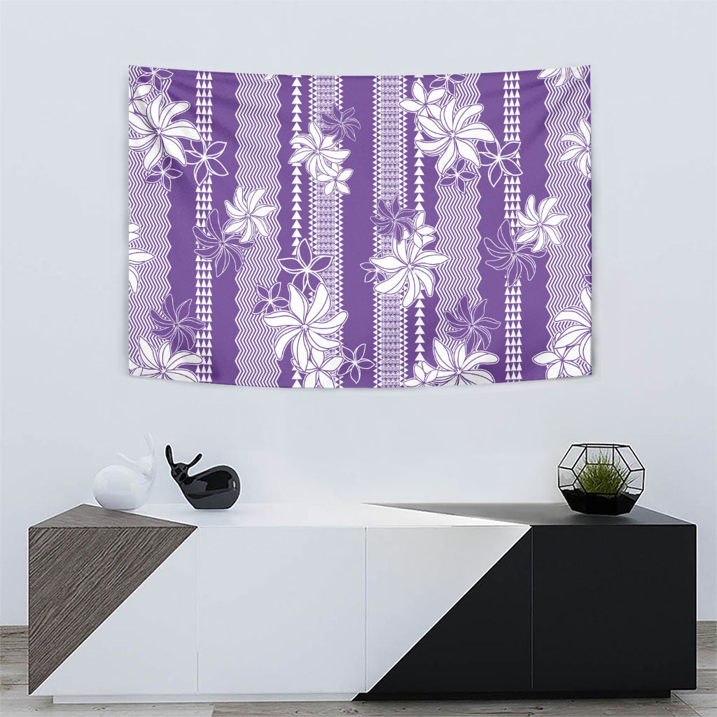 Hawaii Kakau Tribal Tapestry With Purple Tiare LT05 - Polynesian Pride