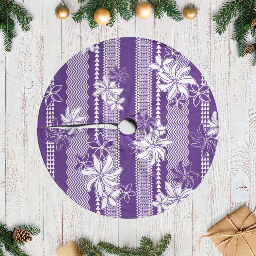 Hawaii Kakau Tribal Tree Skirt With Purple Tiare LT05 Casual Purple - Polynesian Pride