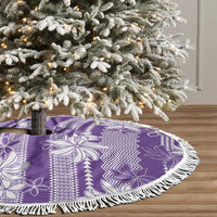 Hawaii Kakau Tribal Tree Skirt With Purple Tiare
