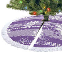 Hawaii Kakau Tribal Tree Skirt With Purple Tiare