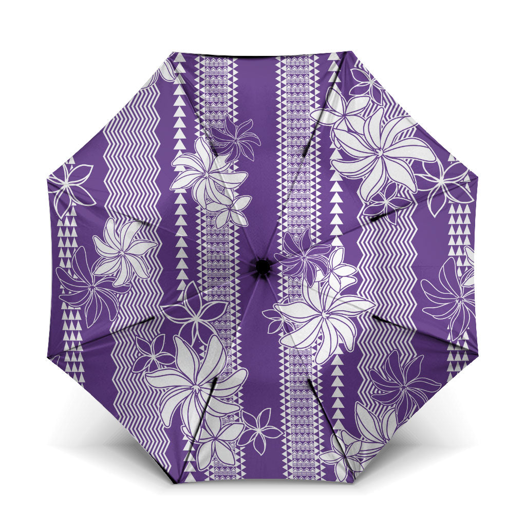 Hawaii Kakau Tribal Umbrella With Purple Tiare LT05 One Size Folded 11.42 inch Opened Diameter 37.4 inch Purple - Polynesian Pride