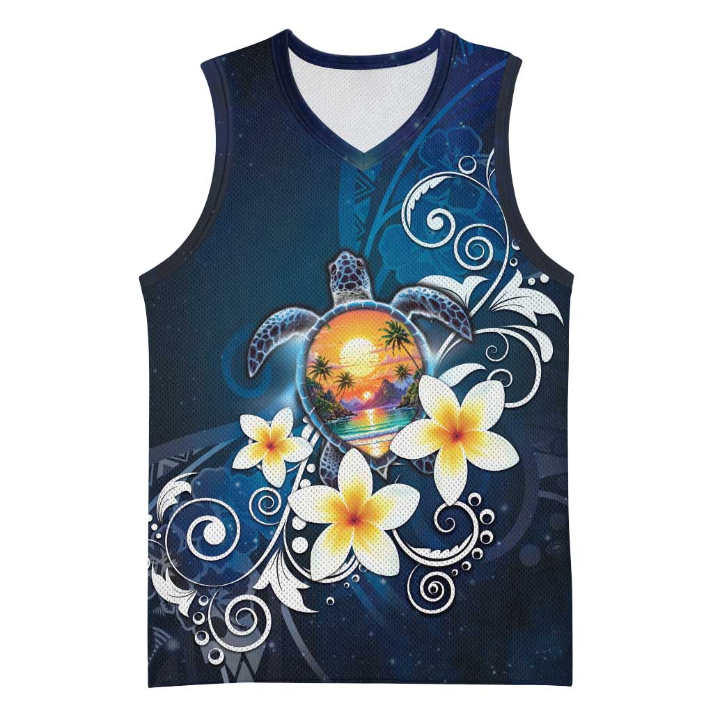 Hawaii Honu Basketball Jersey Polynesian Curves Plumeria LT05 Unisex Navy - Polynesian Pride