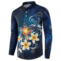 Hawaii Honu Button Sweatshirt Polynesian Curves Plumeria LT05 - Polynesian Pride