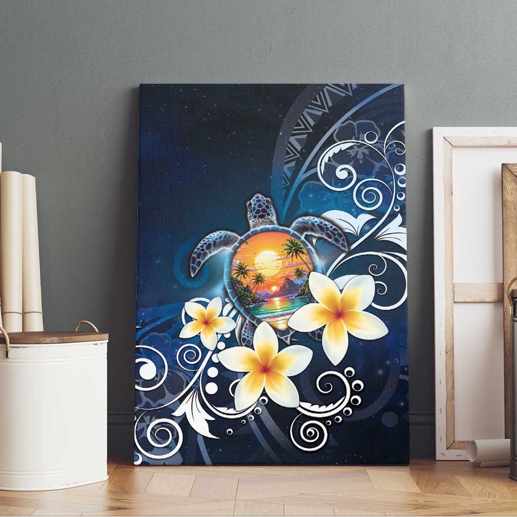 Hawaii Honu Canvas Wall Art Polynesian Curves Plumeria LT05 - Polynesian Pride
