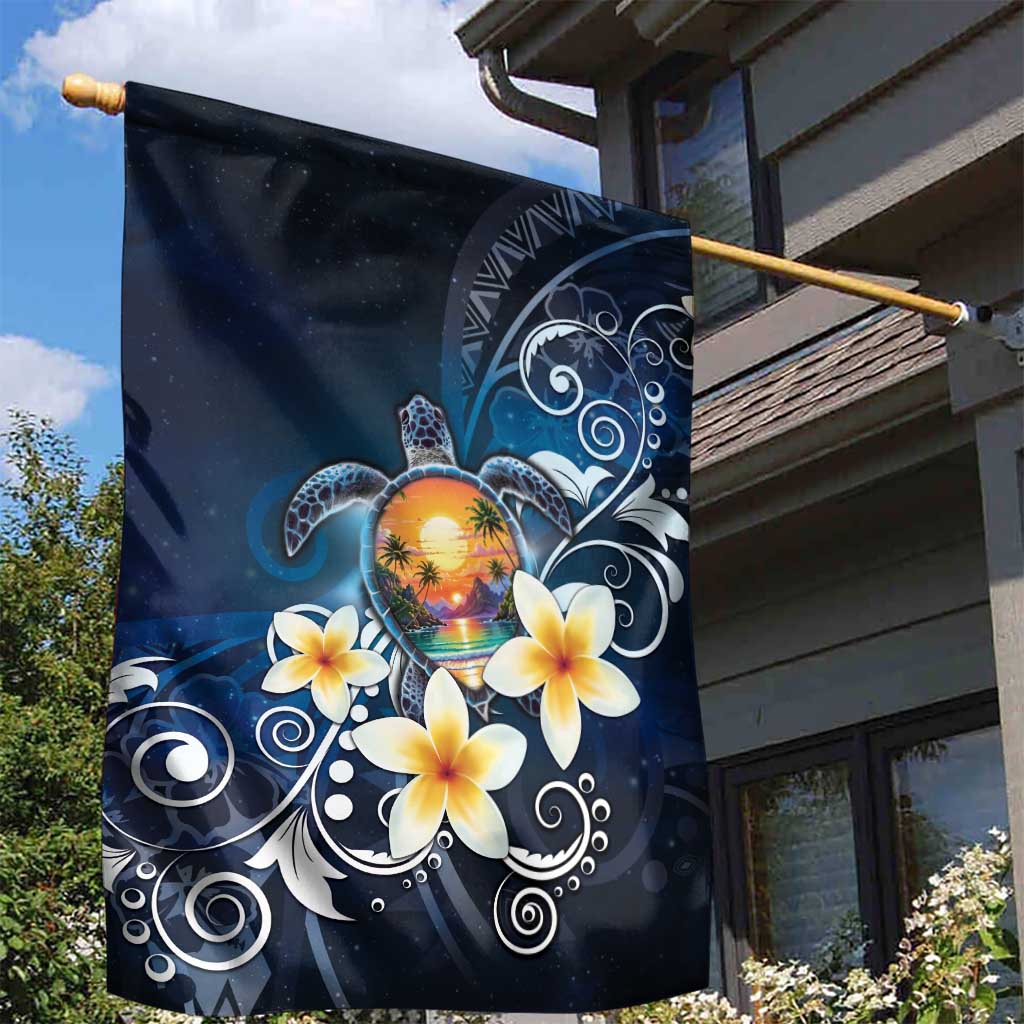 Hawaii Honu Garden Flag Polynesian Curves Plumeria LT05 - Polynesian Pride