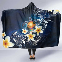 Hawaii Honu Hooded Blanket Polynesian Curves Plumeria LT05 One Size Navy - Polynesian Pride