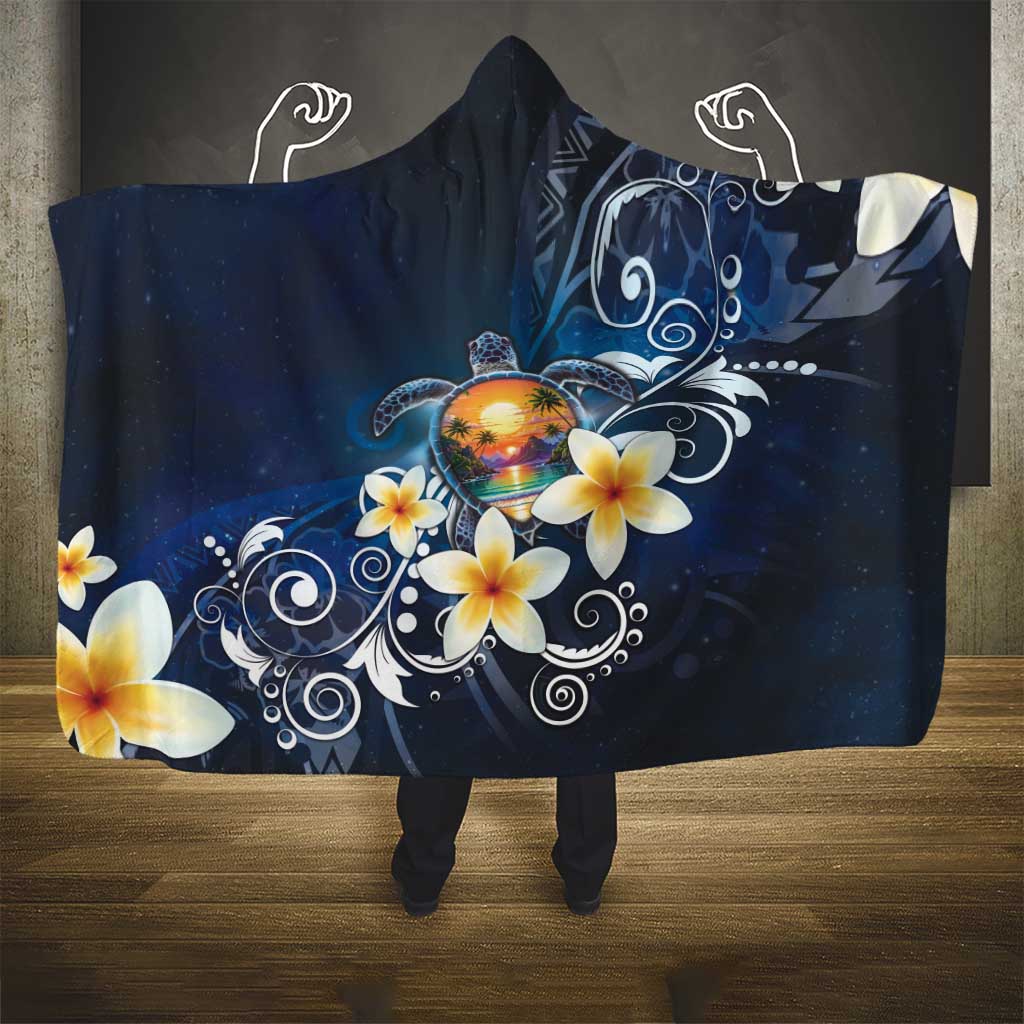 Hawaii Honu Hooded Blanket Polynesian Curves Plumeria LT05 - Polynesian Pride