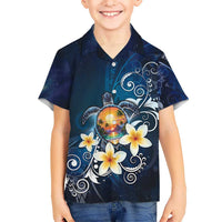 Hawaii Honu Kid Hawaiian Shirt Polynesian Curves Plumeria LT05 Kid Navy - Polynesian Pride