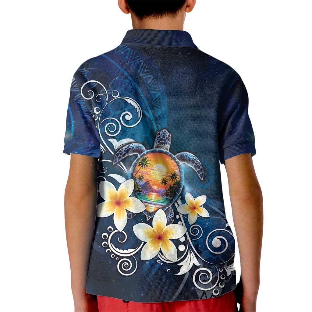 Hawaii Honu Kid Polo Shirt Polynesian Curves Plumeria LT05 - Polynesian Pride