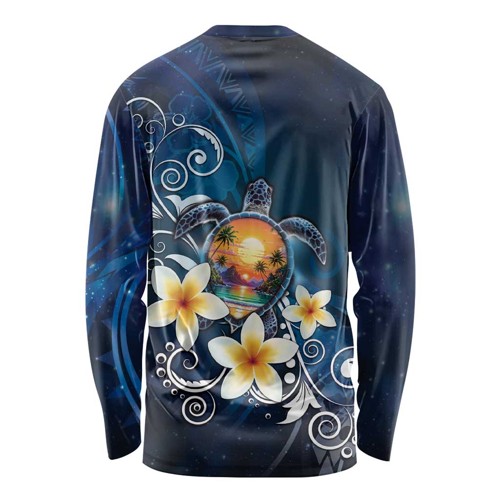 Hawaii Honu Long Sleeve Shirt Polynesian Curves Plumeria LT05 - Polynesian Pride