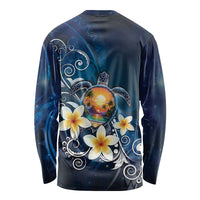 Hawaii Honu Long Sleeve Shirt Polynesian Curves Plumeria LT05 - Polynesian Pride