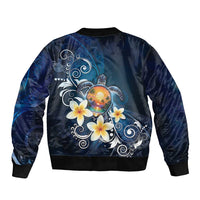 Hawaii Honu Sleeve Zip Bomber Jacket Polynesian Curves Plumeria LT05 - Polynesian Pride