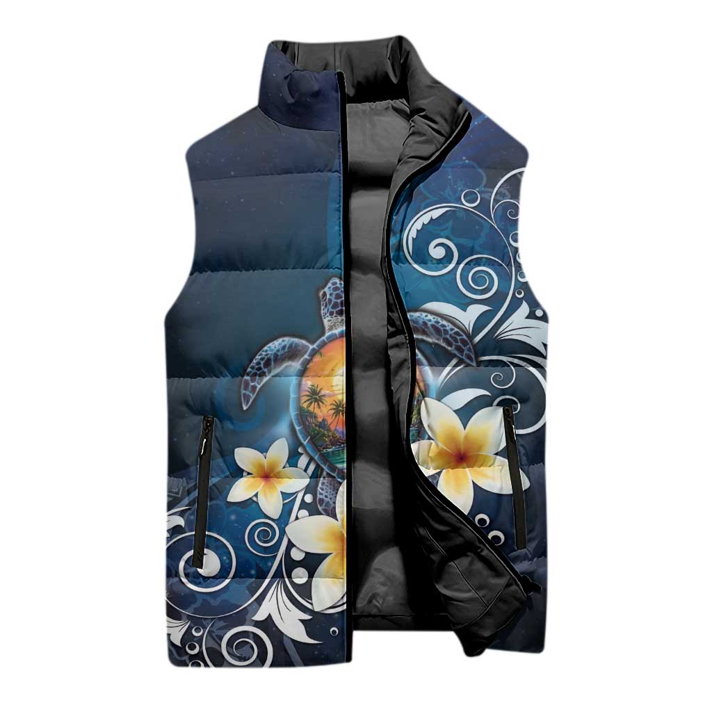 Hawaii Honu Sleeveless Puffer Jacket Polynesian Curves Plumeria LT05 - Polynesian Pride