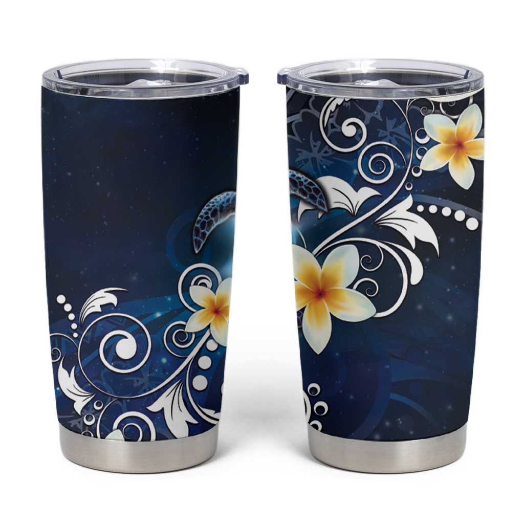 Hawaii Honu Tumbler Cup Polynesian Curves Plumeria LT05 Navy - Polynesian Pride