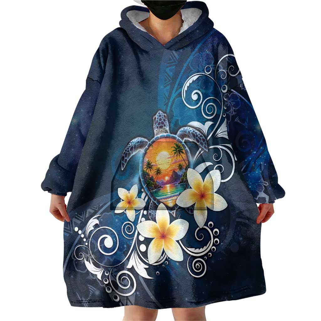 Hawaii Honu Wearable Blanket Hoodie Polynesian Curves Plumeria LT05 - Polynesian Pride
