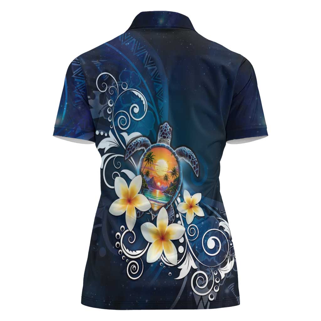 Hawaii Honu Women Polo Shirt Polynesian Curves Plumeria LT05 - Polynesian Pride
