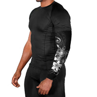 Hawaii Honu Arm Sleeves Polynesian Curves Plumeria Grayscale LT05 - Polynesian Pride