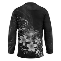 Hawaii Honu Hockey Jersey Polynesian Curves Plumeria Grayscale LT05 - Polynesian Pride