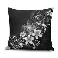 Hawaii Honu Pillow Cover Polynesian Curves Plumeria Grayscale LT05 Black - Polynesian Pride