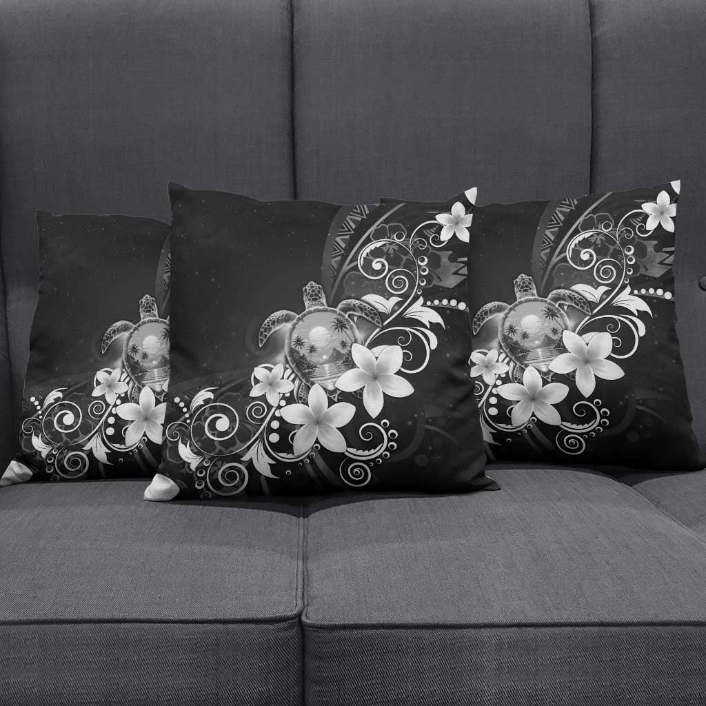 Hawaii Honu Pillow Cover Polynesian Curves Plumeria Grayscale LT05 - Polynesian Pride