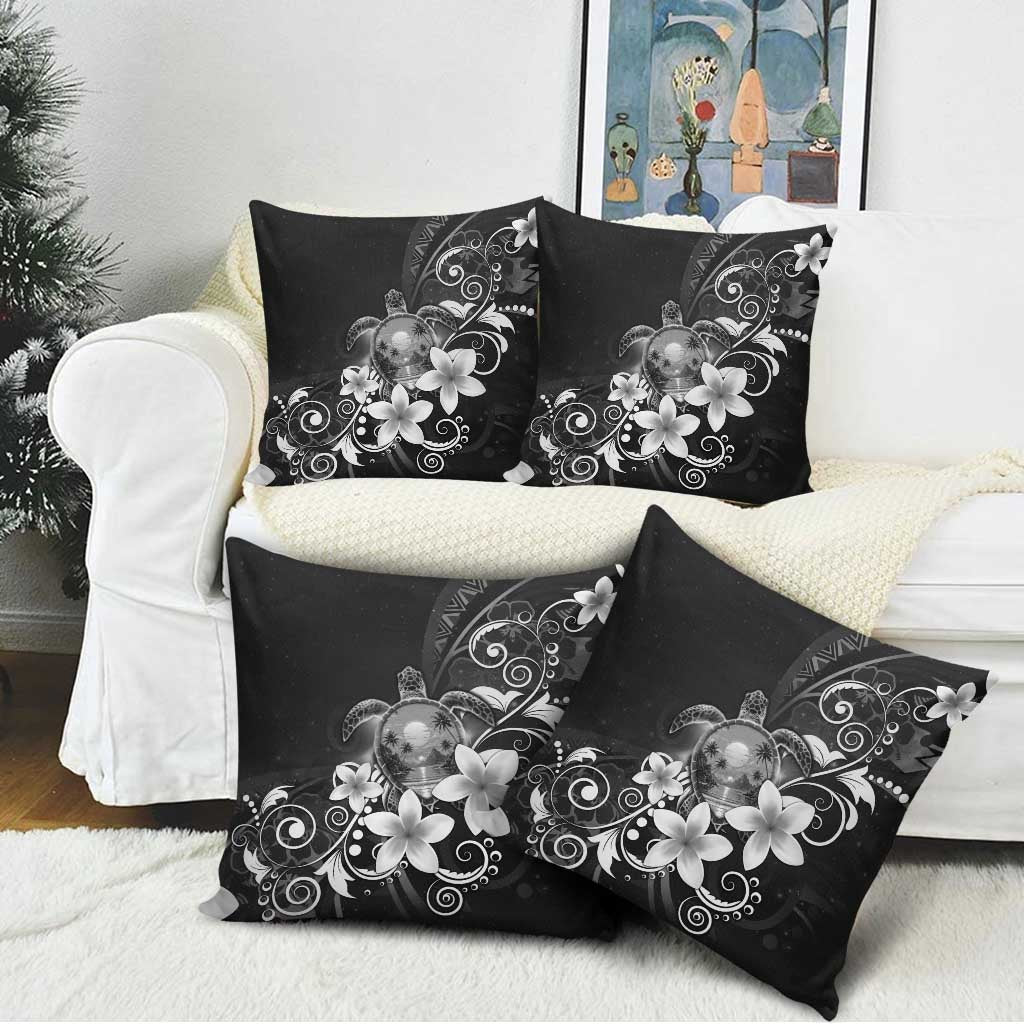 Hawaii Honu Pillow Cover Polynesian Curves Plumeria Grayscale LT05 - Polynesian Pride