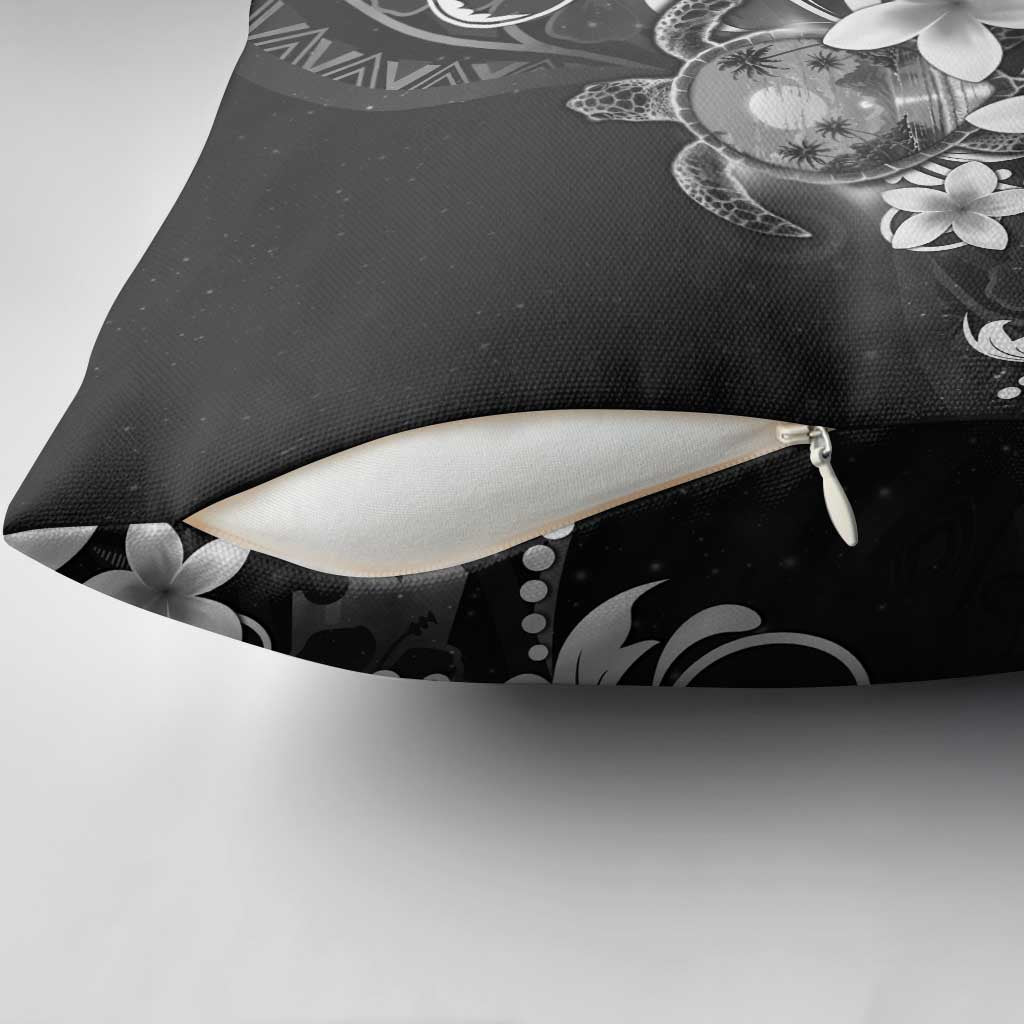 Hawaii Honu Pillow Cover Polynesian Curves Plumeria Grayscale LT05 - Polynesian Pride