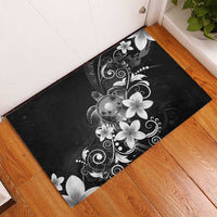 Hawaii Honu Rubber Doormat Polynesian Curves Plumeria Grayscale LT05 - Polynesian Pride