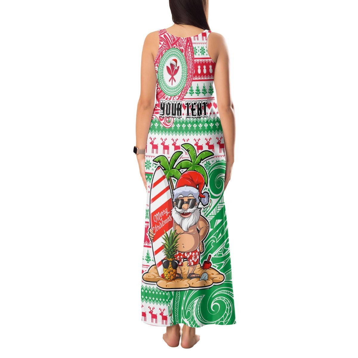womens hawaiian christmas dresses Personalized Hawaii Tank Maxi Dress Santa Claus Surf Mele Ka Hawaiian shirts