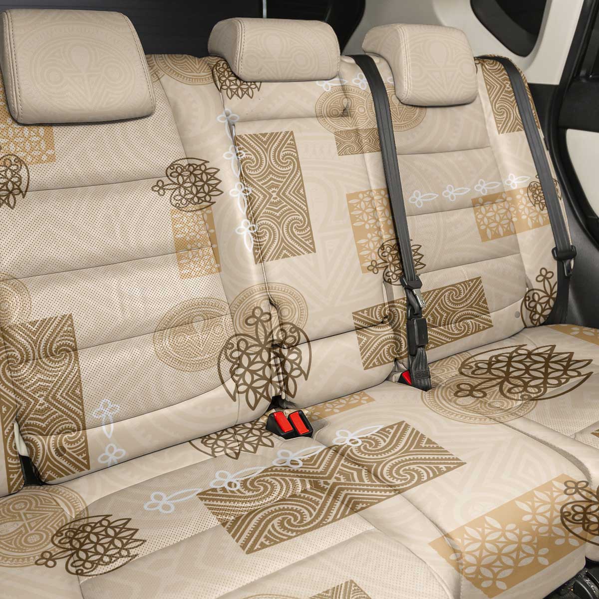 Vintage Lapita Back Car Seat Cover Iconic Double Face Pattern Beige LT05 - Polynesian Pride