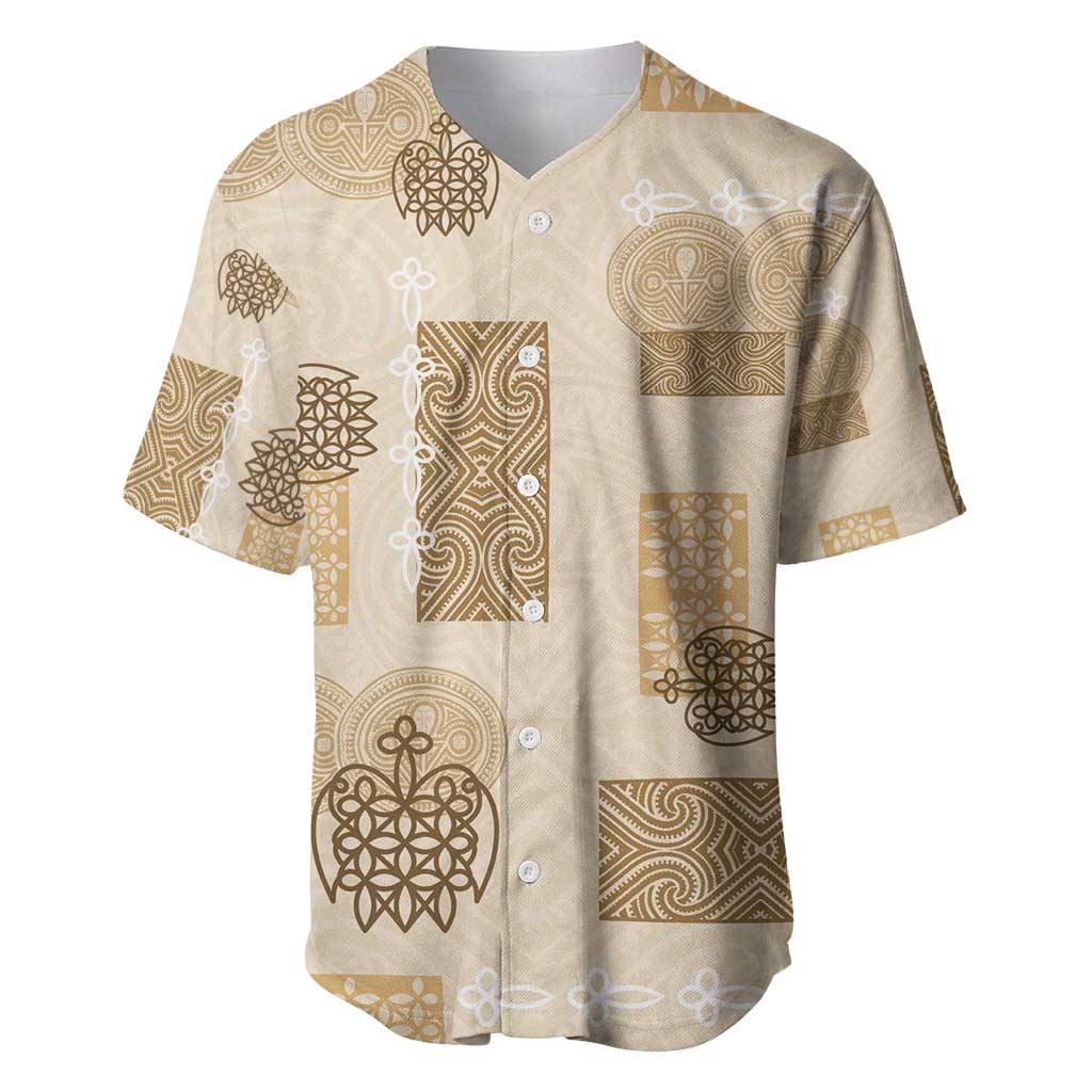 Vintage Lapita Baseball Jersey Iconic Double Face Pattern Beige LT05 Beige - Polynesian Pride