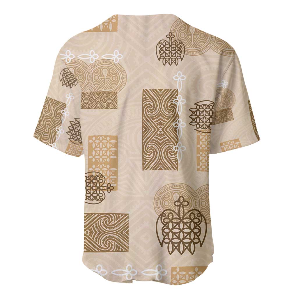 Vintage Lapita Baseball Jersey Iconic Double Face Pattern Beige LT05 - Polynesian Pride