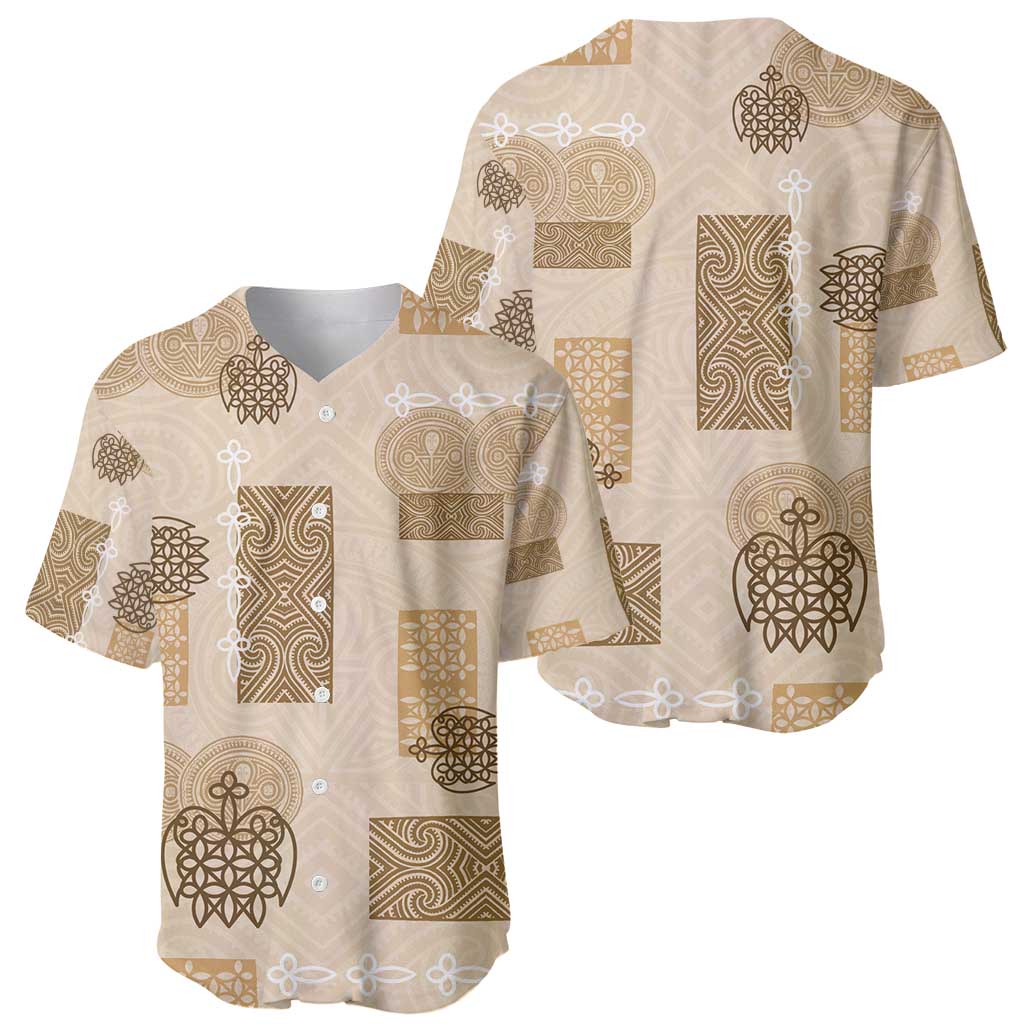 Vintage Lapita Baseball Jersey Iconic Double Face Pattern Beige LT05 - Polynesian Pride