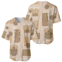 Vintage Lapita Baseball Jersey Iconic Double Face Pattern Beige LT05 - Polynesian Pride