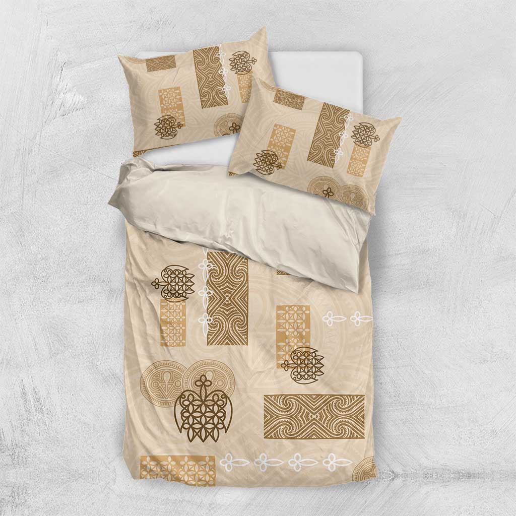 Vintage Lapita Bedding Set Iconic Double Face Pattern Beige LT05 US Twin 172cm x 218cm Beige - Polynesian Pride