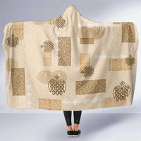 Vintage Lapita Hooded Blanket Iconic Double Face Pattern Beige LT05 One Size Beige - Polynesian Pride