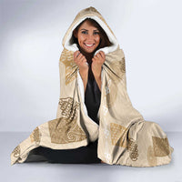 Vintage Lapita Hooded Blanket Iconic Double Face Pattern Beige LT05 - Polynesian Pride