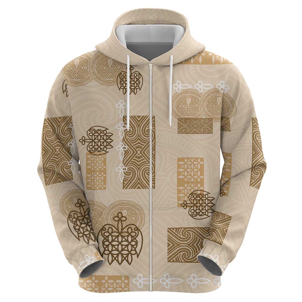 Vintage Lapita Hoodie Iconic Double Face Pattern Beige LT05 - Polynesian Pride