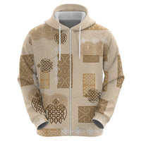Vintage Lapita Hoodie Iconic Double Face Pattern Beige LT05 - Polynesian Pride