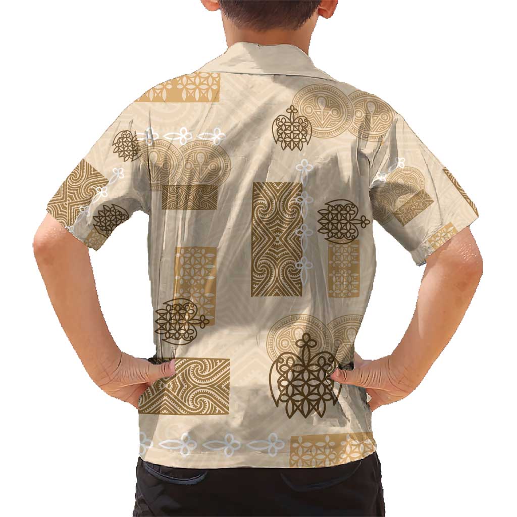 Vintage Lapita Kid Hawaiian Shirt Iconic Double Face Pattern Beige LT05 - Polynesian Pride