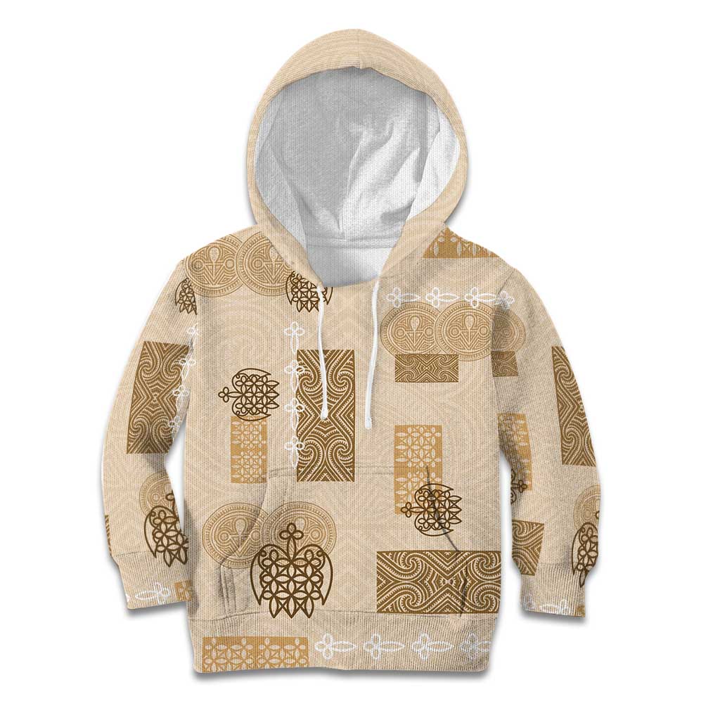 Vintage Lapita Kid Hoodie Iconic Double Face Pattern Beige LT05 Hoodie Beige - Polynesian Pride