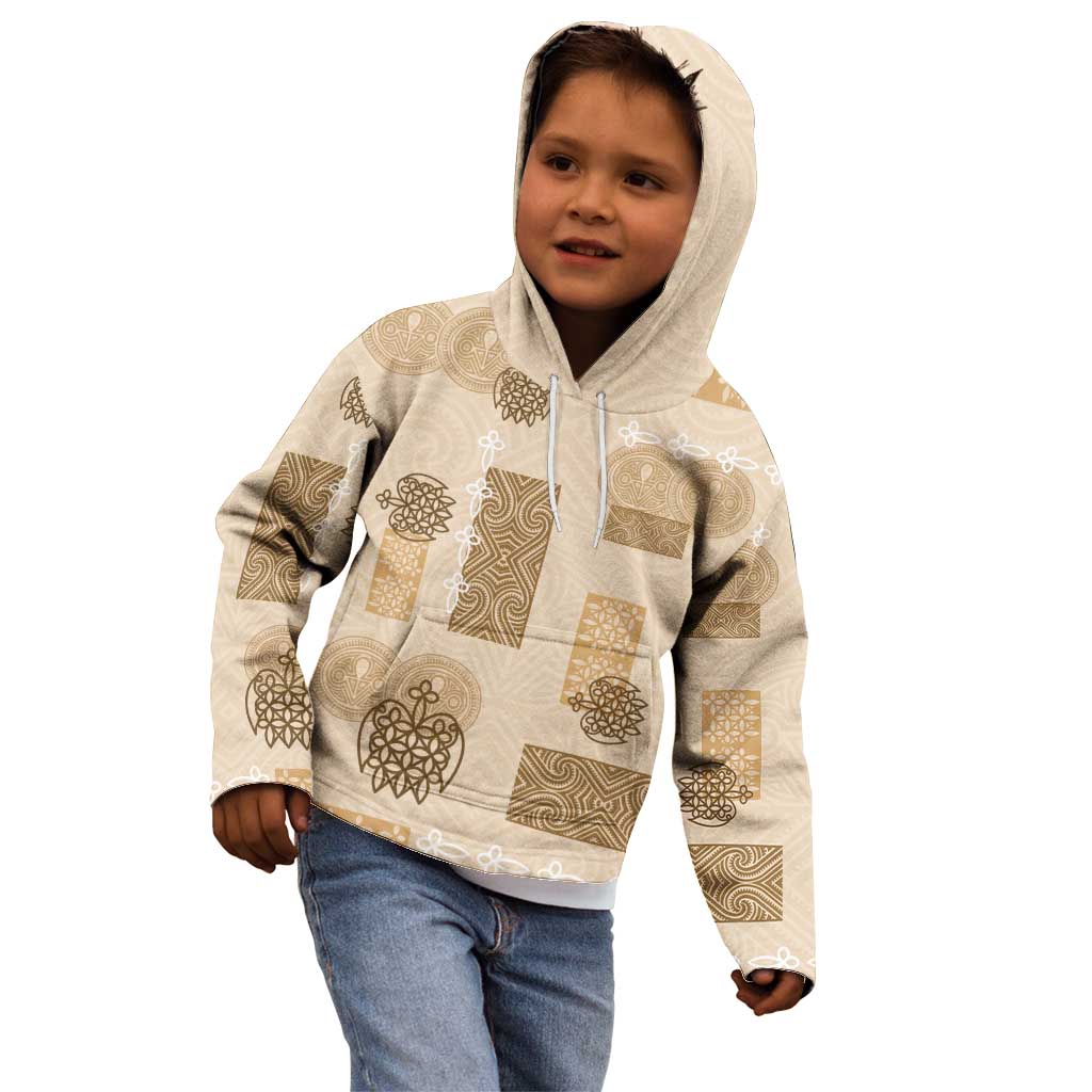 Vintage Lapita Kid Hoodie Iconic Double Face Pattern Beige LT05 - Polynesian Pride
