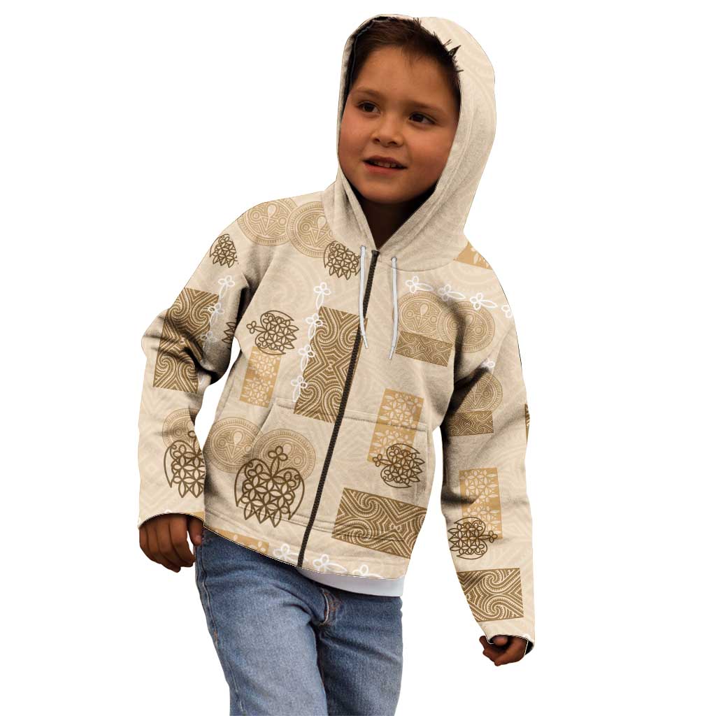 Vintage Lapita Kid Hoodie Iconic Double Face Pattern Beige LT05 - Polynesian Pride
