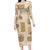 Vintage Lapita Long Sleeve Bodycon Dress Iconic Double Face Pattern Beige