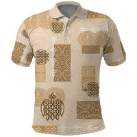 Vintage Lapita Polo Shirt Iconic Double Face Pattern Beige LT05 Beige - Polynesian Pride
